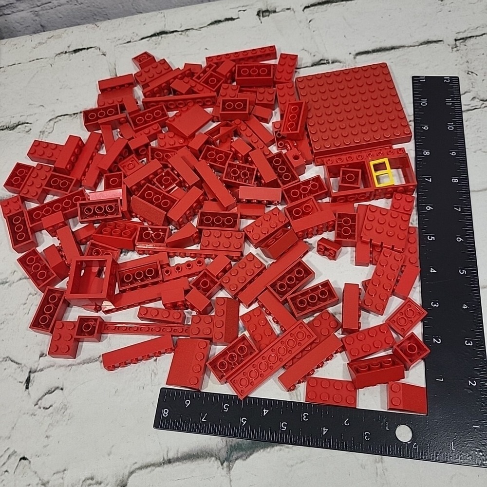Lego Bricks 150 Pieces All Red Assorted Shapes Sizes Bulk Replacement Lot - Picture 4 of 4